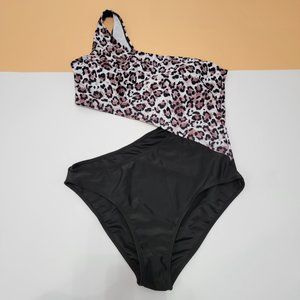 Women's One Piece Bare Shoulder Cut Out Side Swimsuit NWOT